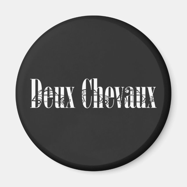 Deux Chevaux 2CV Chic Silhoutte Typografie Magnet (Vorne)