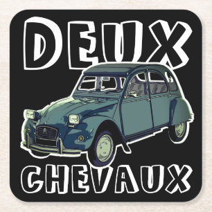 Deux Chevaux Rechteckiger Pappuntersetzer