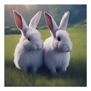 Deux chouettes lapins dans le champ Poster brillan
