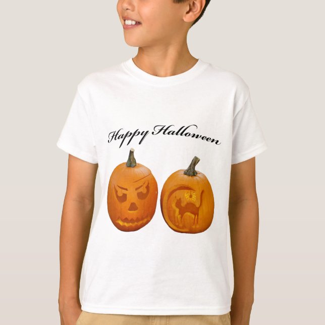 Deux Citrouilles heureux Hallween T-shirt (Devant)