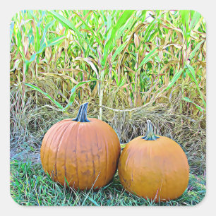 Deux Citrouilles mignons en Stickers Halloween Cor