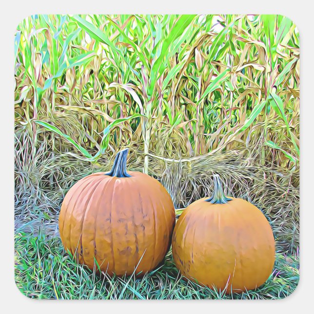 Deux Citrouilles mignons en Stickers Halloween Cor (Devant)
