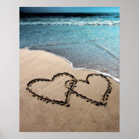 Deux Coeurs Dans Le Sable Grande Photo Poster Impr