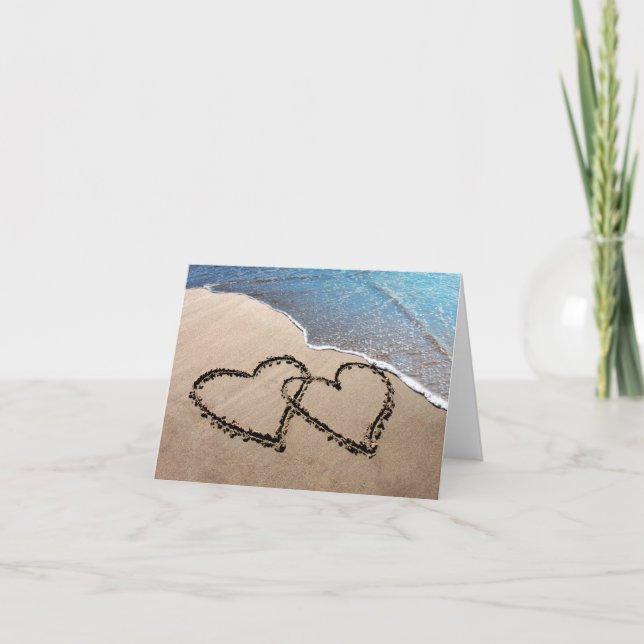 Deux Coeurs Dans Les Cartes pour notes De Sable (Devant)
