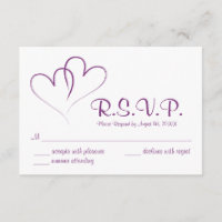 Deux coeurs entrelacés carte de mariage RSVP