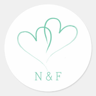 Deux Coeurs entrelacés - Sticker rond Mariage