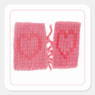 DEUX COEURS KNIT Stickers Carré