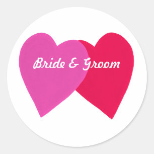 Deux Coeurs penchés Stickers de chambre de mariée