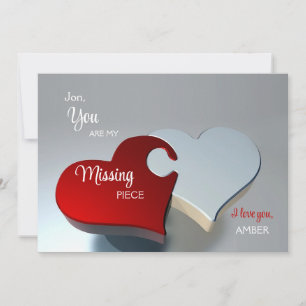 Deux Coeurs Puzzle Pièces Carte Saint Valentin