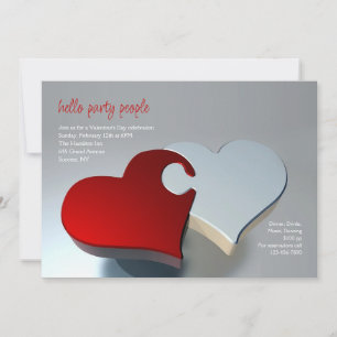 Deux Coeurs Puzzle Pièces Invitation