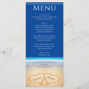 Deux coeurs sur le Beach Wedding Dark Blue Menu