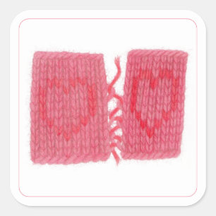 DEUX CŒURS TRICOTÉS Autocollants carrés grand form