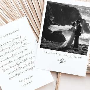 "DEUX COEURS - UN HORIZON" Carte de remerciements 