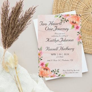 Deux Coeurs Un Voyage | Faire-part de mariage rose