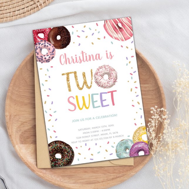 Deux couleurs douces Donut Invitations d'anniversa (Two Sweet Colors Donut Birthday Invitations)