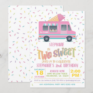Deux crème glacée douce Invitation Anniversaire