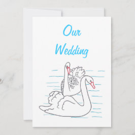 Deux Cygnes Natation Dessin Mariage Invitations
