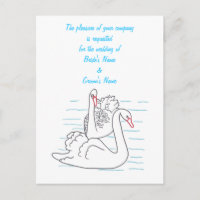 Deux cygnes noirs Dessiner Mariage Inviter Cartes