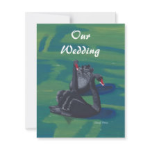 Deux cygnes noirs nager Invitations de mariage