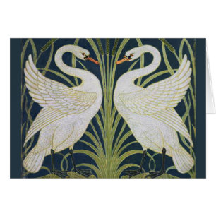 Deux cygnes Vintage Nouveau Oiseaux