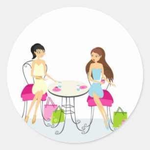 Deux dames aux autocollants de café