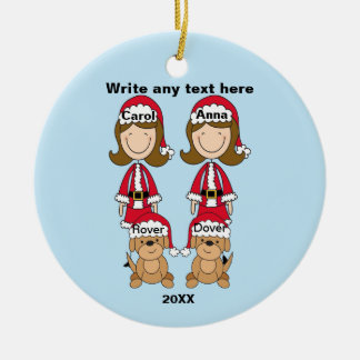 Deux Dames Avec Deux Chiens Ornement De Noël
