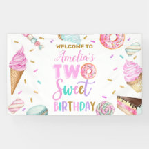Deux Dessert Sucré Anniversaire Vinyl Bannière