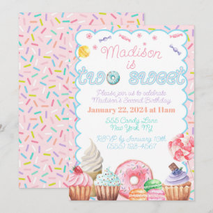 Deux doux deuxième invitation d'anniversaire