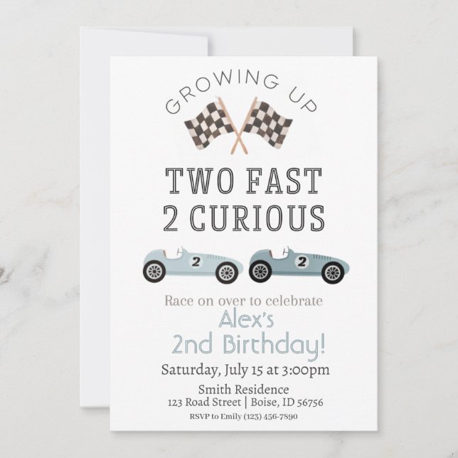 Deux Fast 2 Curieux Invitation Anniversaire (Devant)