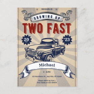 Deux Fast 2nd Birthday Boy Car Invitation pas cher