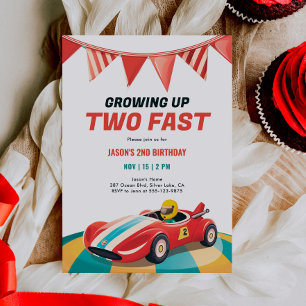 Deux Fast Race Car 2e Invitation Anniversaire