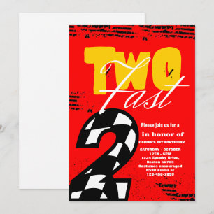 Deux Fast Race Car Boy 2e Invitation de fête d'ann