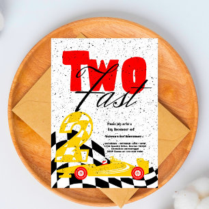 Deux Fast Race Car Boy 2e Invitation de fête d'ann