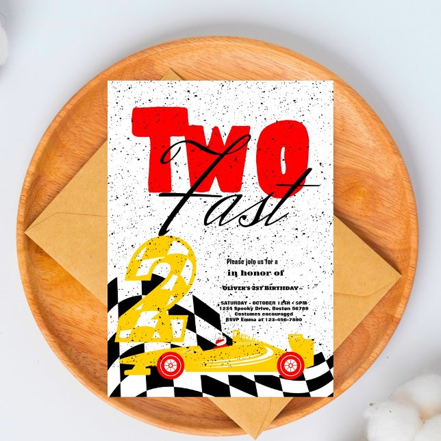 Deux Fast Race Car Boy 2e Invitation de fête d'ann (Créateur téléchargé)