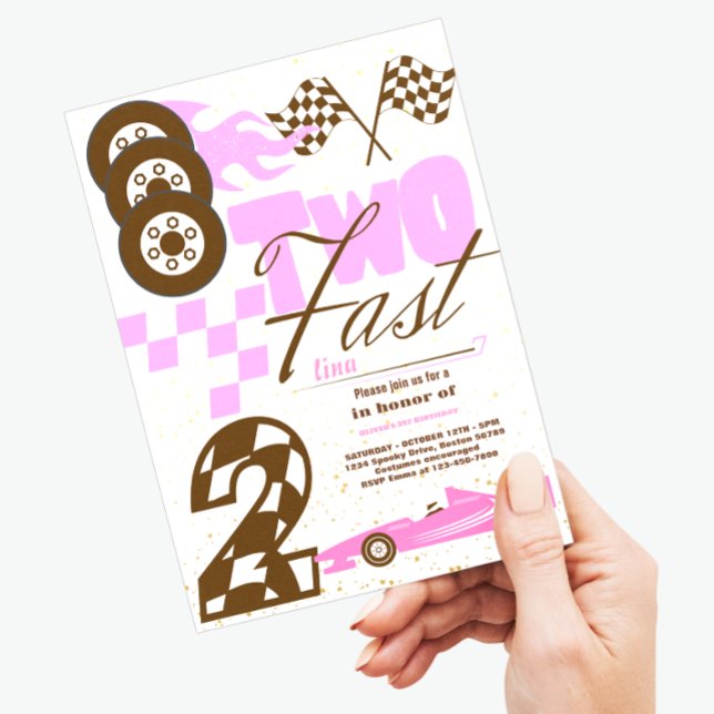 Deux Fast Race Car Boy 2e Invitation de fête d'ann (Créateur téléchargé)