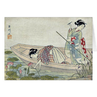 Deux femmes recueillant le lotus par Suzuki,