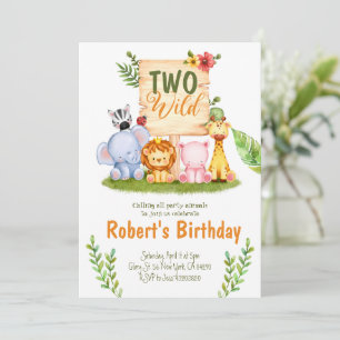 Deux Fête Safari sauvage Invitation d'anniversaire