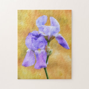 Deux fleurs violettes Iris Printemps Puzzle Art