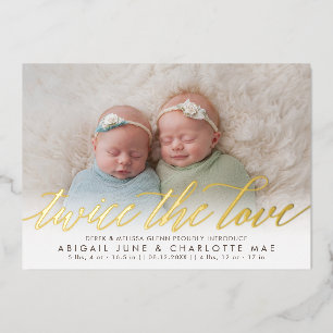 Deux fois le Faire-part de naissance jumeau Love F
