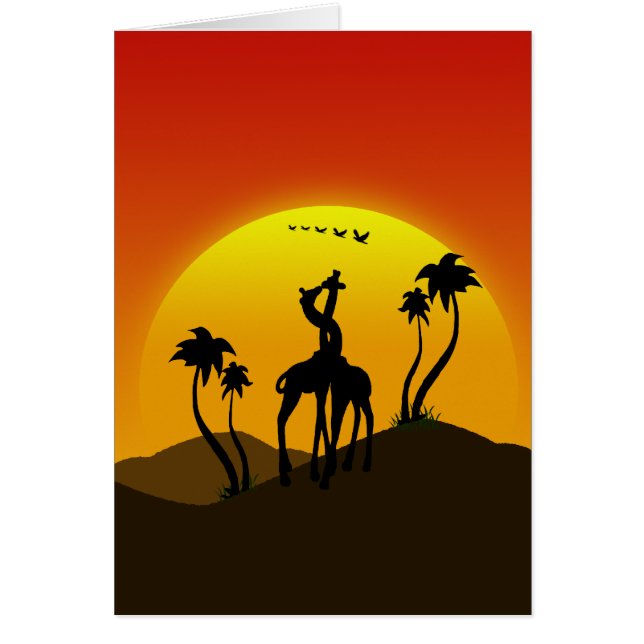 Deux girafes en Amour au coucher du soleil par jou (Devant)