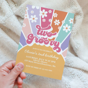 Deux Groovy Sunshine Rainbow Daisy Invitation