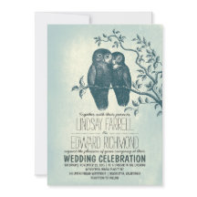 deux hiboux en amour et des invitations de mariage