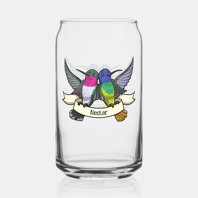 Deux Hummingbirds Avec Carton De Bande De Ruban Te (Recto)