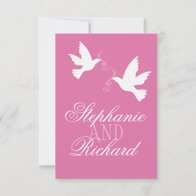 Deux inséparables blancs mariage formel rose RSVP (Devant)