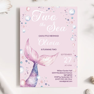 Deux Invitation d'anniversaire de fille sirène ros