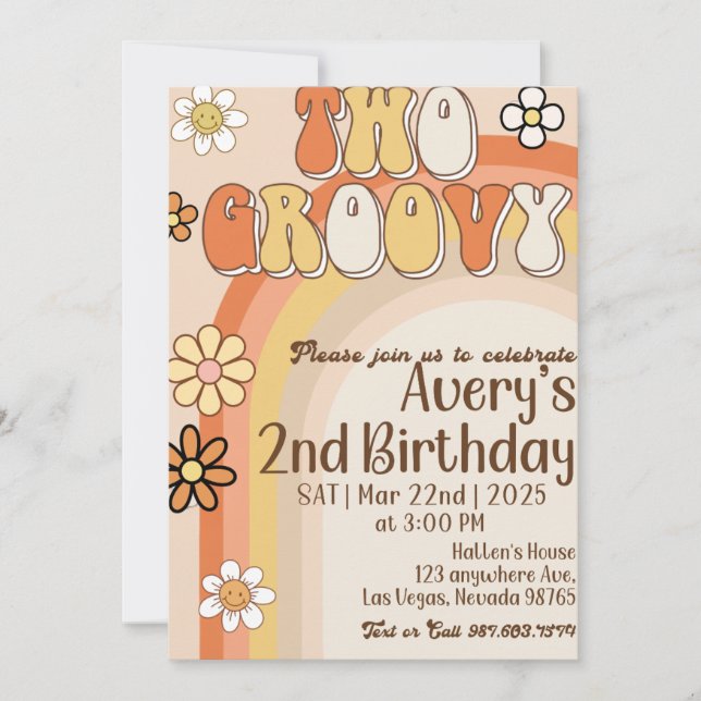 Deux invitations d'anniversaire retro super (Devant)