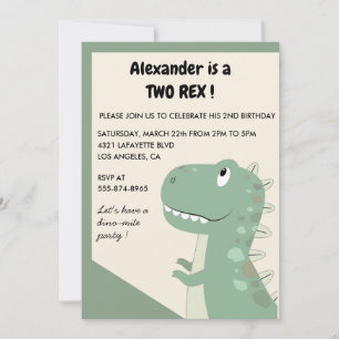 Deux invitations d'anniversaire rex Cute dinomite 