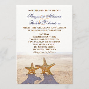 deux invitations de mariage de plage d'étoiles de 