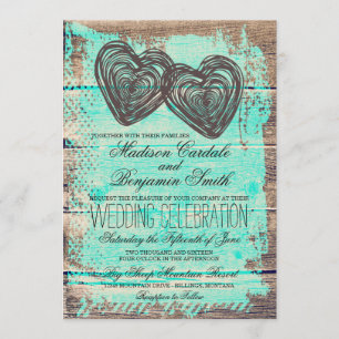 Deux invitations en bois rustiques de mariage