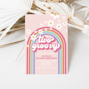 Deux Invitations Rétro Arc-en-ciel Groovy